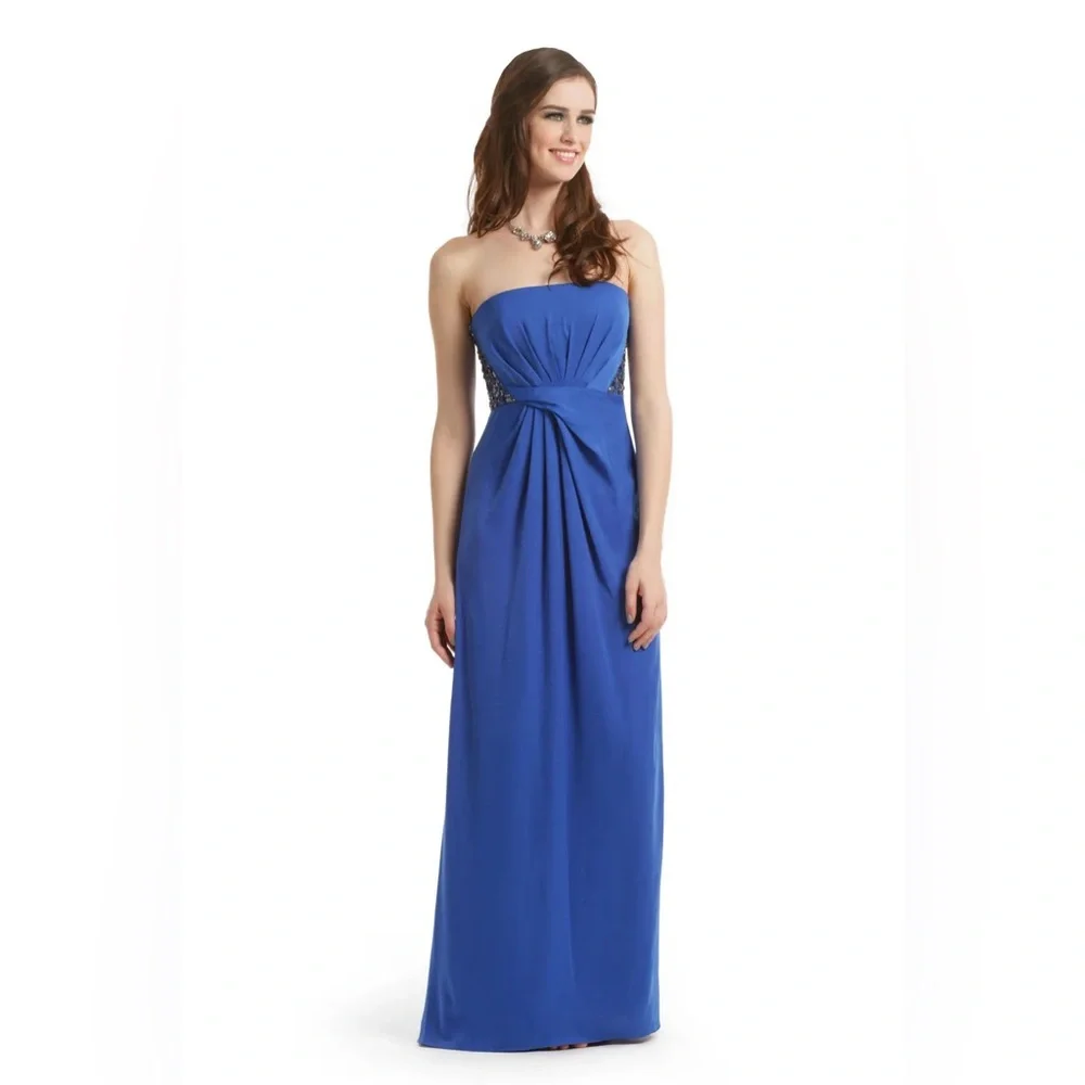 BCBGMAXAZRIA ROYAL BLUE WHITLEY STRAPLESS TIE GOWN  SIZE 4 - Picture 2 of 8